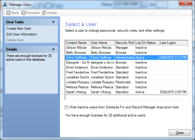 manage users box